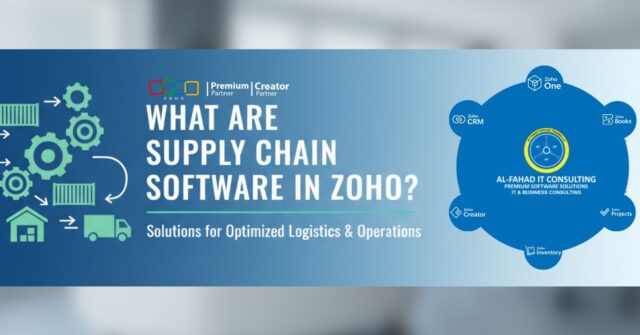 Supply Chain on the left side and Al Fahad Logo on right surrounded by Zoho Softwares