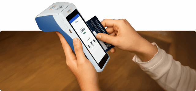 A card swiping on POS machine