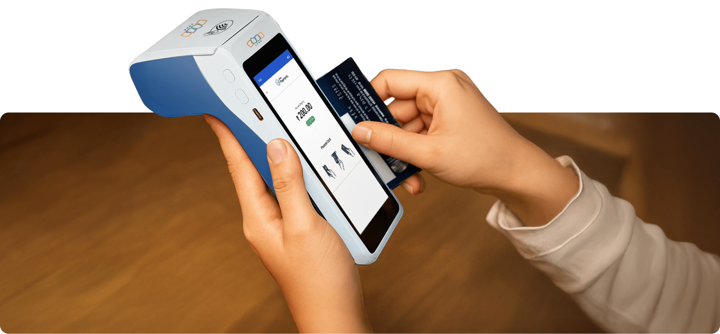 A card swiping on POS machine