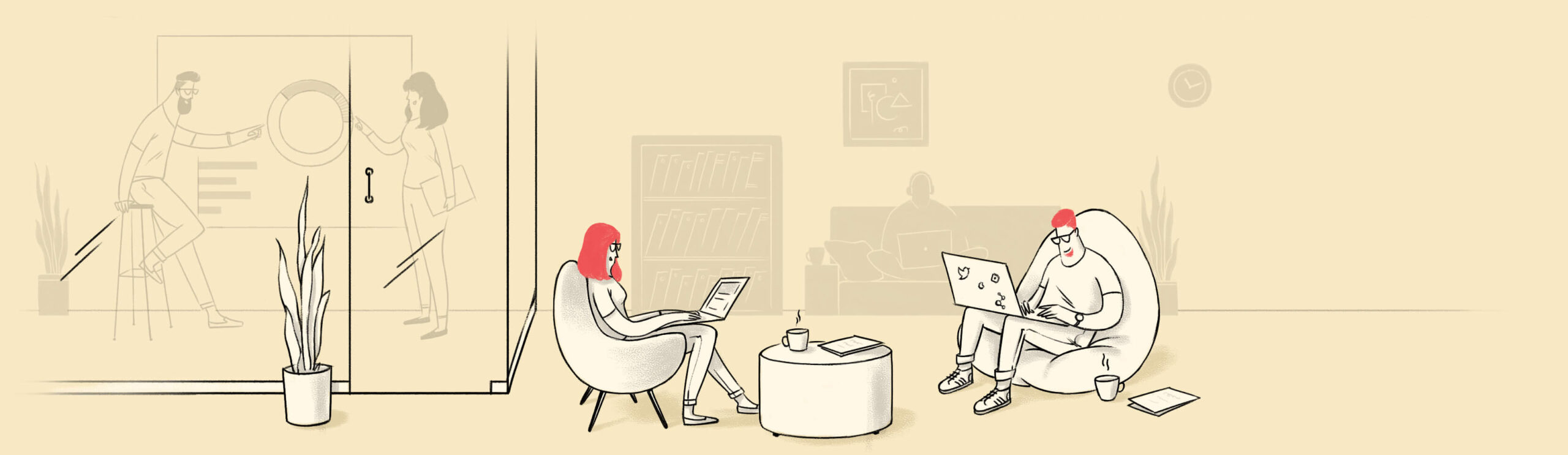 illustration of people siting