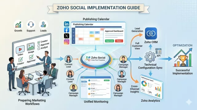 an graphical representation of zoho social implementation
