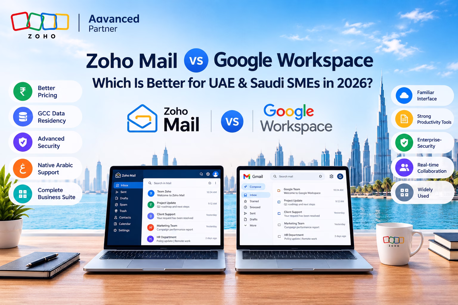 Zoho Mail vs Google Workspace: UAE & Saudi SMEs 2026