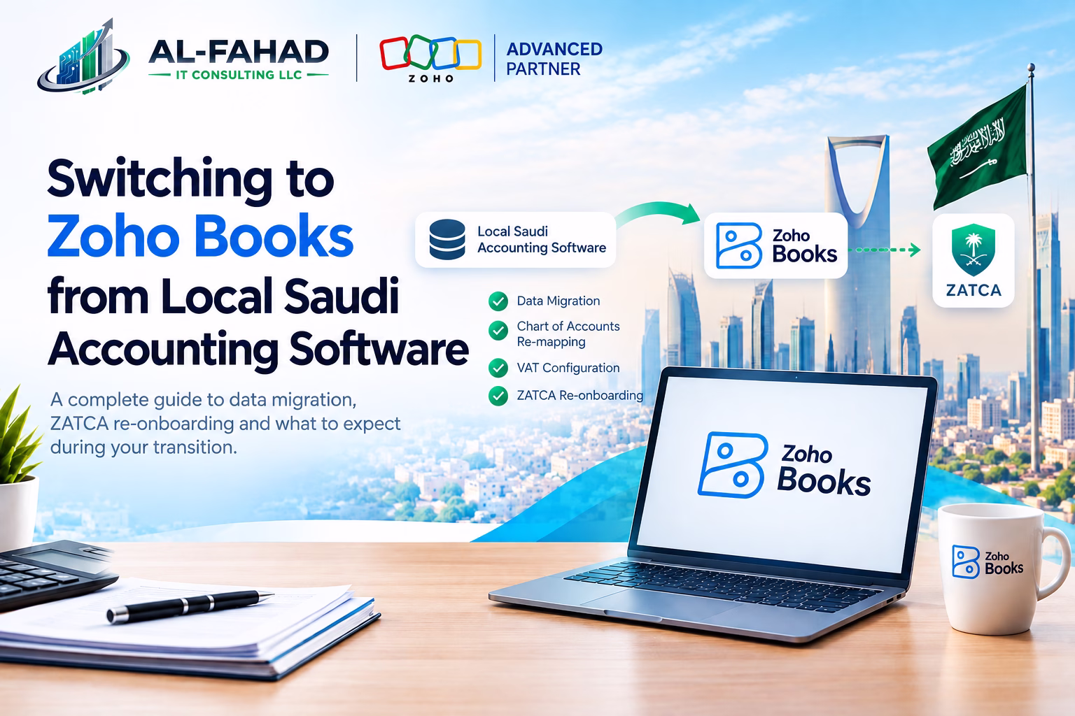 Migrate to Zoho Books Saudi Arabia from local accounting software with ZATCA re-onboarding